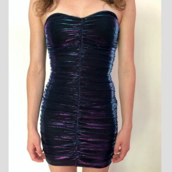 H&M Draped Rushed Iridescent Holographic Metallic Tube Fitted ⭐3+ Bundle 15%⭐️ - Picture 2 of 7
